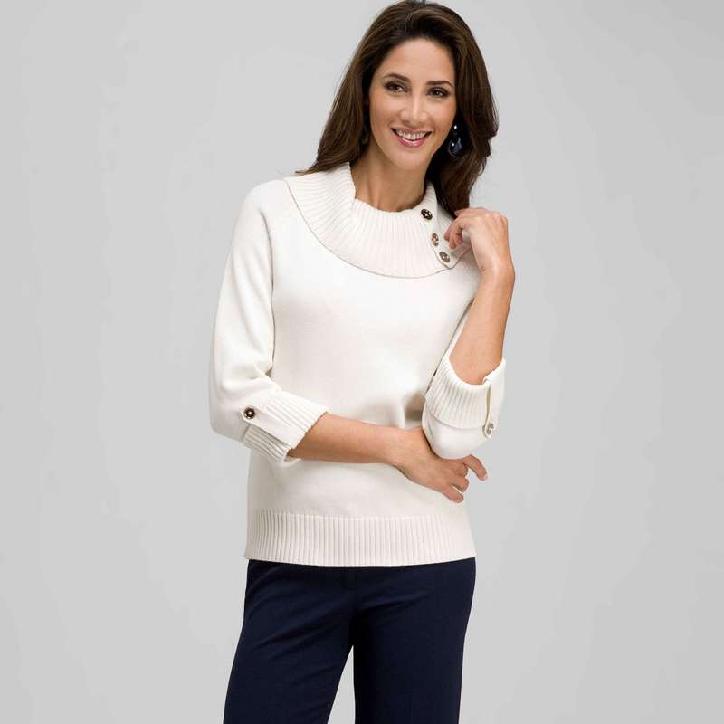 3/4 Sleeve Cowl Neck Top, , large