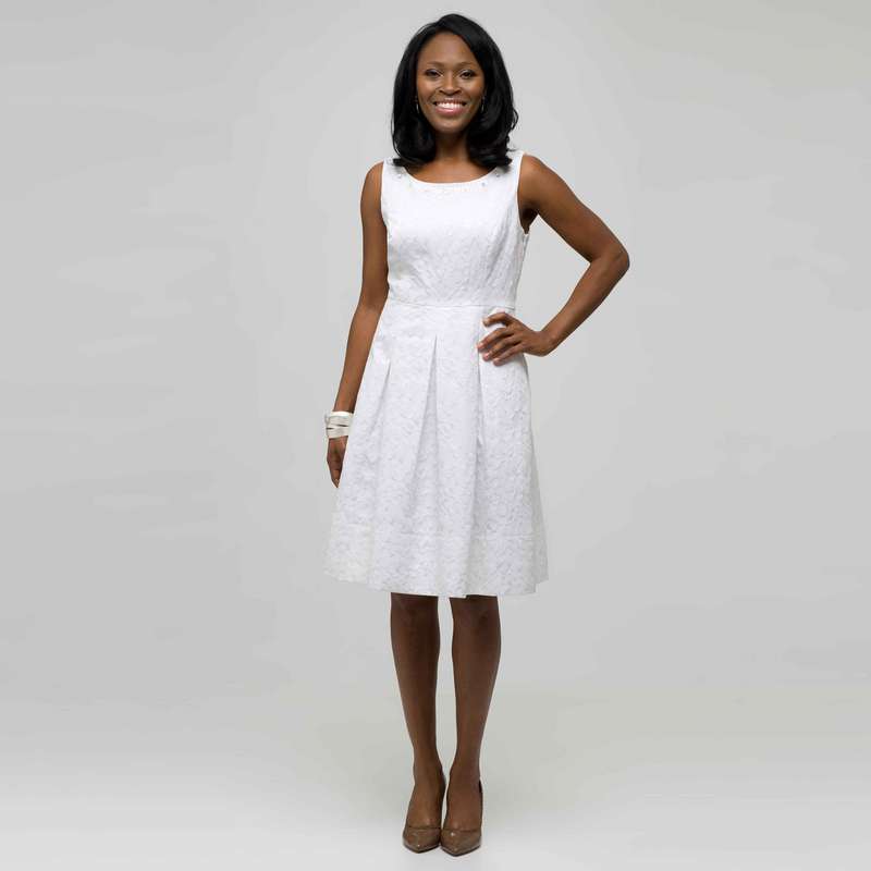 White Dress with Jewel Neckline, , large