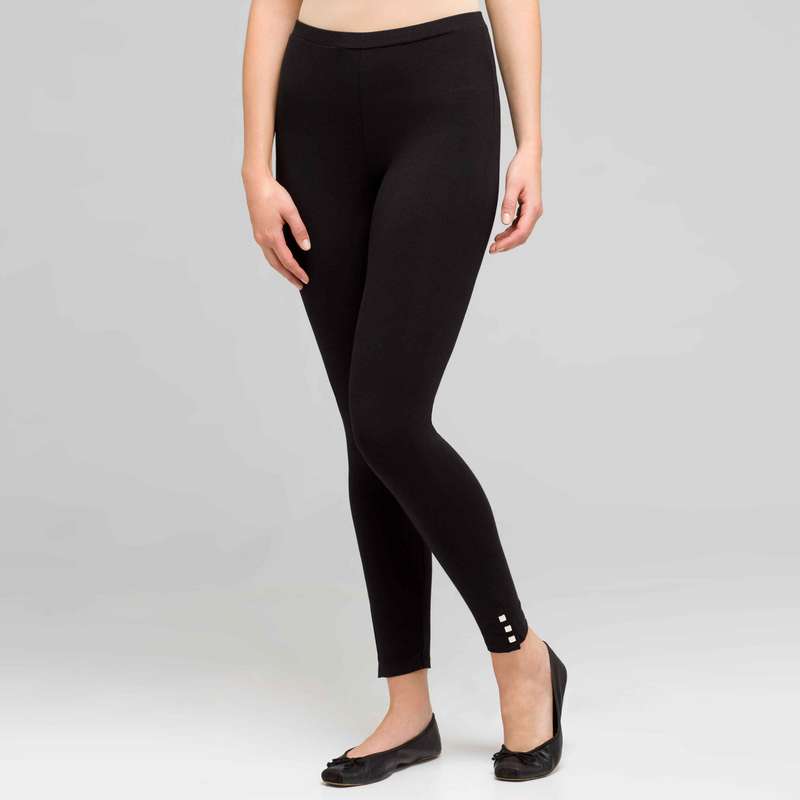Capri Leggings with Snap Button Detail, , large